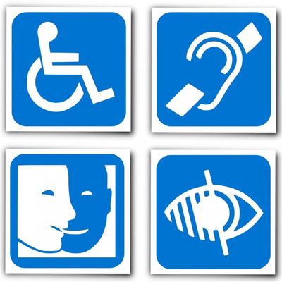 Pictogrammes représentant différents types de handicaps